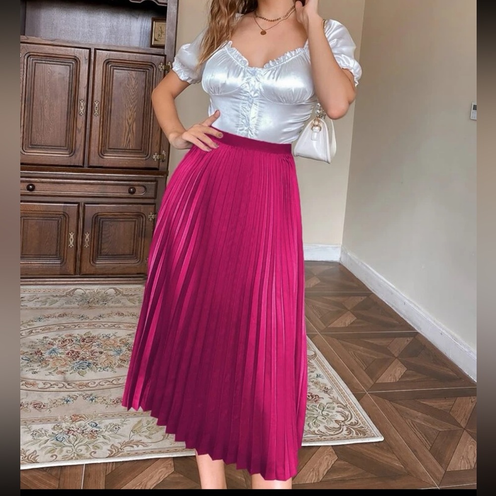 Luxe pleated midi skirt